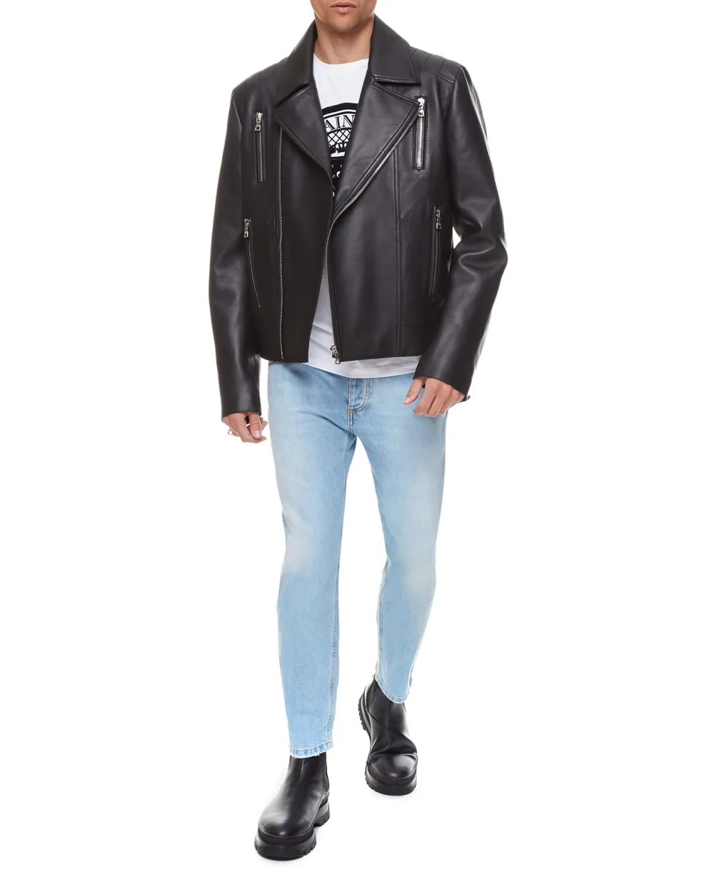 Кожаная косуха Balmain XH1TD170LB24, черный цвет • Купить в интернет-магазине Kameron