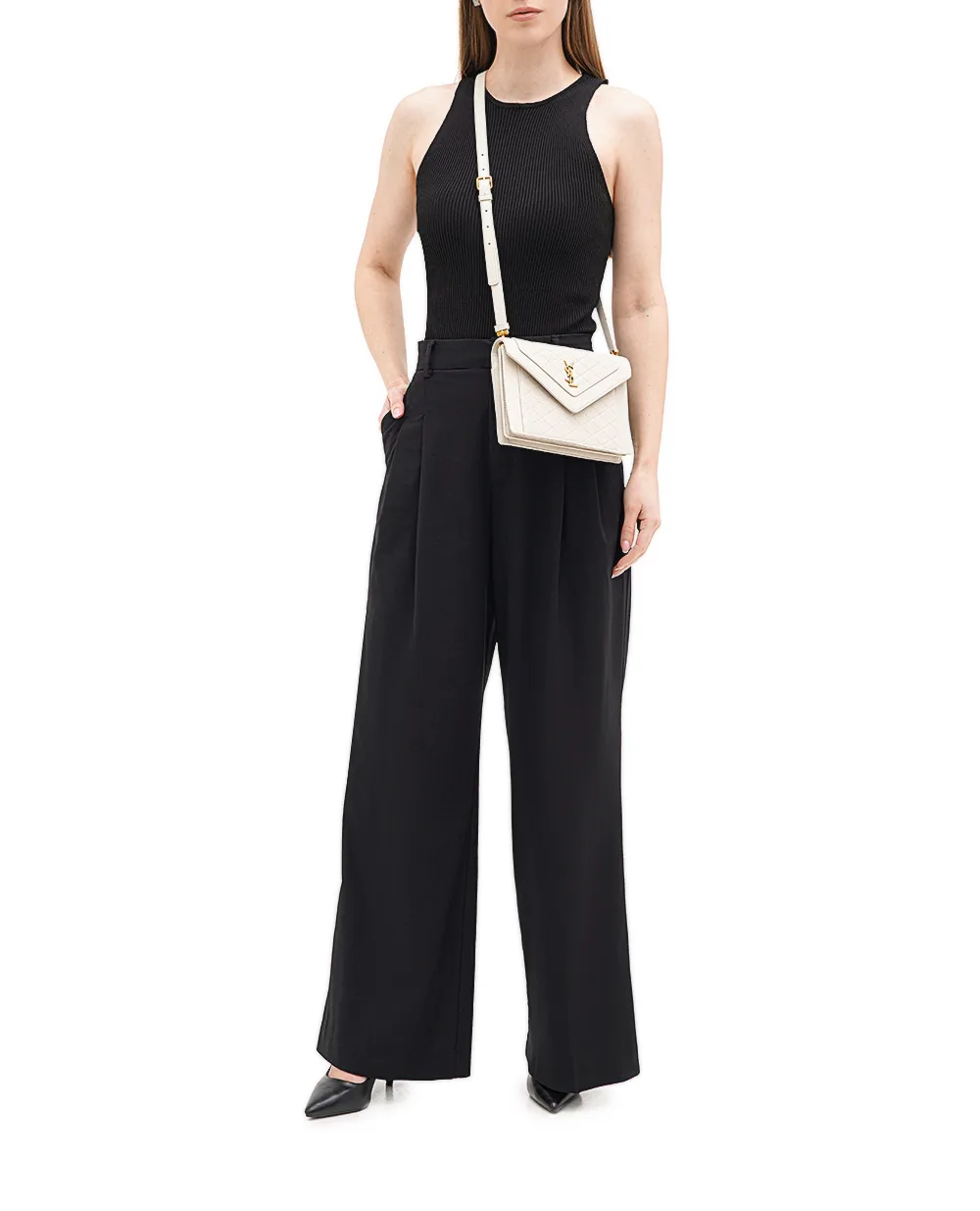 Кожаная сумка Gaby Mini Saint Laurent 685574-1EL07, белый цвет • Купить в интернет-магазине Kameron
