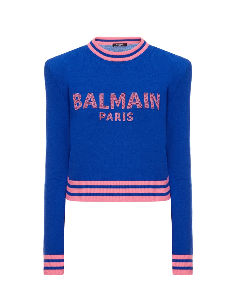 Шерстяной свитер Balmain XF1KA000KB01, синий цвет • Купить в интернет-магазине Kameron