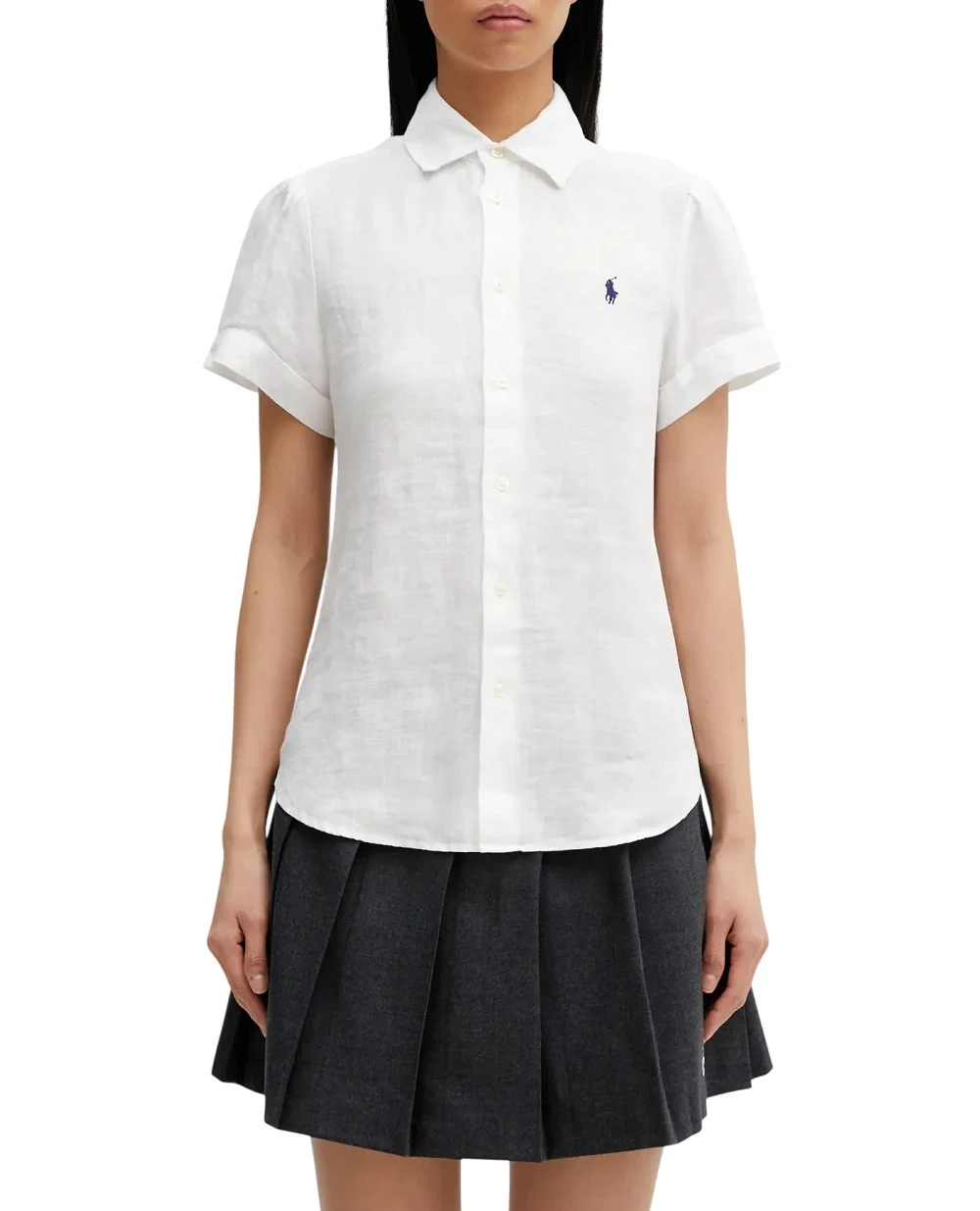 Лляна сорочка з коротким рукавом Polo Ralph Lauren 211973366505, білий колір • Купити в інтернет-магазині Kameron