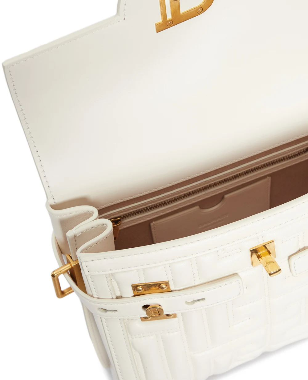 Кожаная сумка B-Buzz Balmain AN1DB530LNDV, белый цвет • Купить в интернет-магазине Kameron
