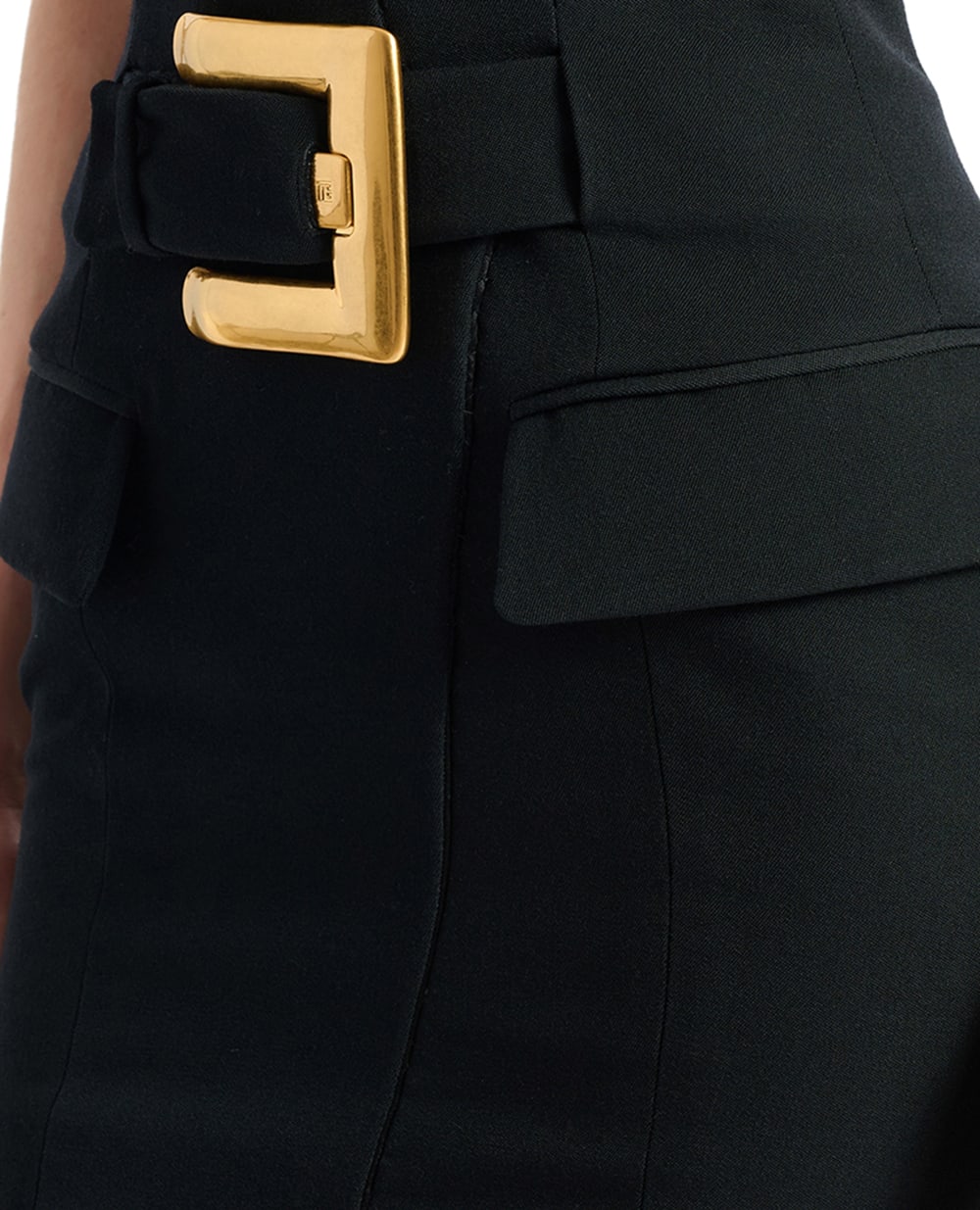 Платье мини из шерсти Balmain HF1R5184ME54, черный цвет • Купить в интернет-магазине Kameron