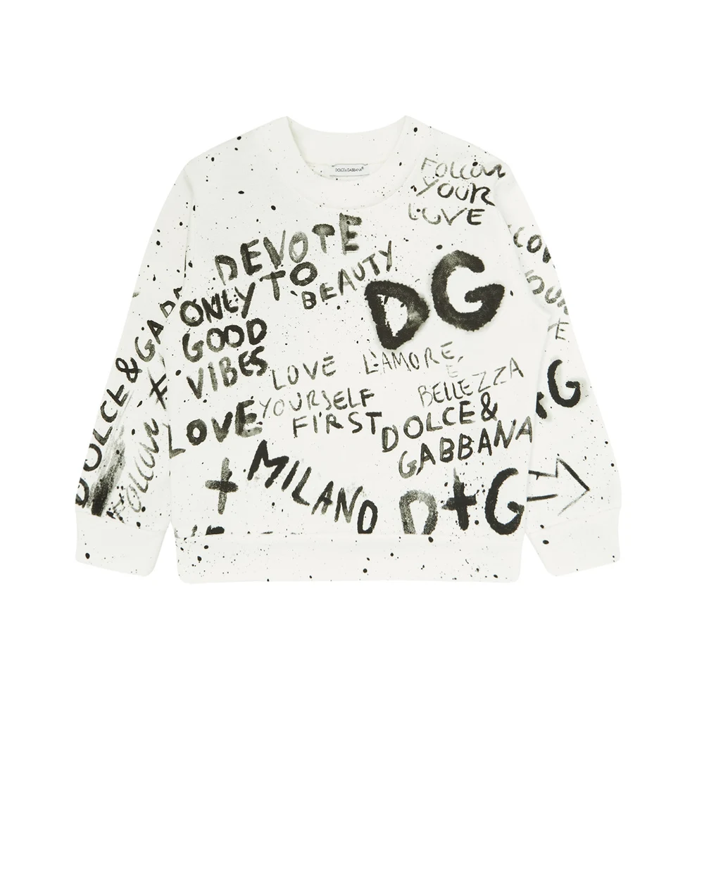 Свитшот Dolce&Gabbana Kids L4JW7O-G7BJR-B, белый цвет • Купить в интернет-магазине Kameron