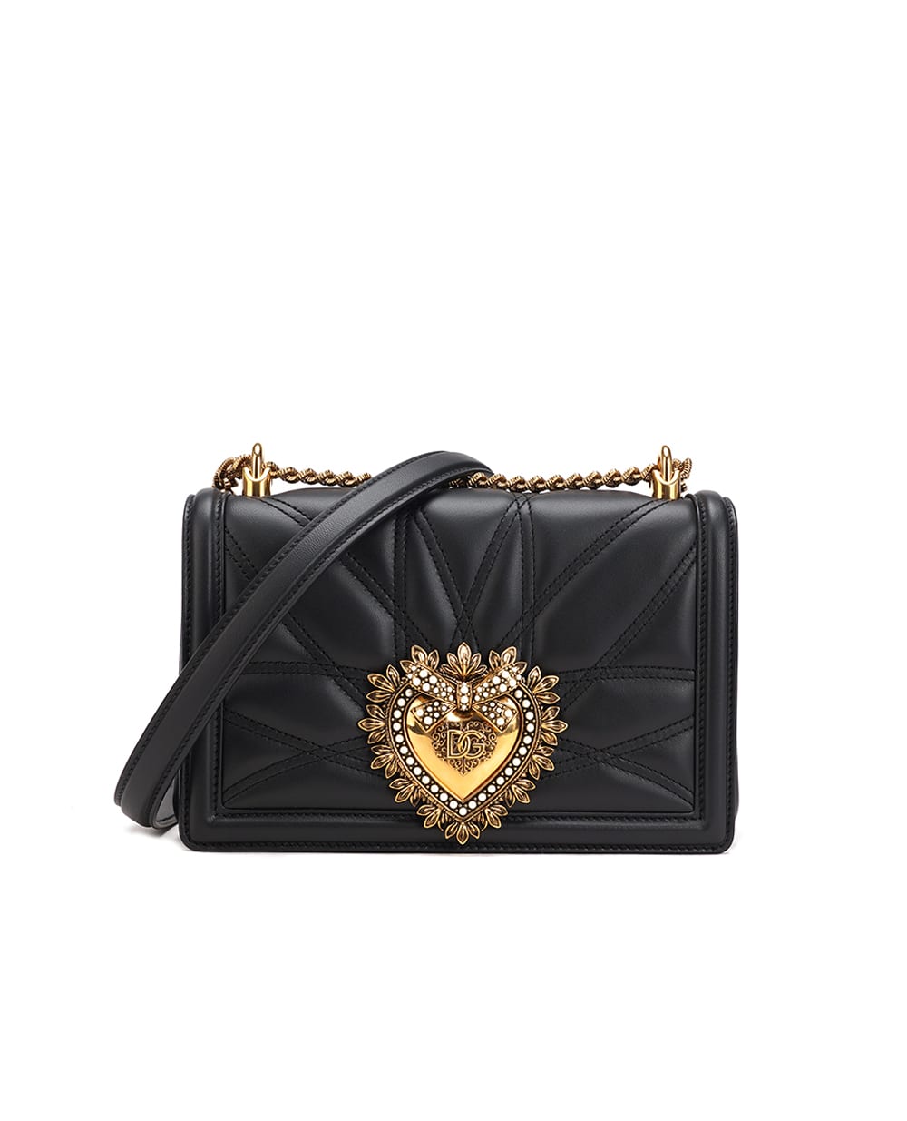 Кожаная сумка Devotion Medium Dolce&Gabbana BB7158-AW437, черный цвет • Купить в интернет-магазине Kameron