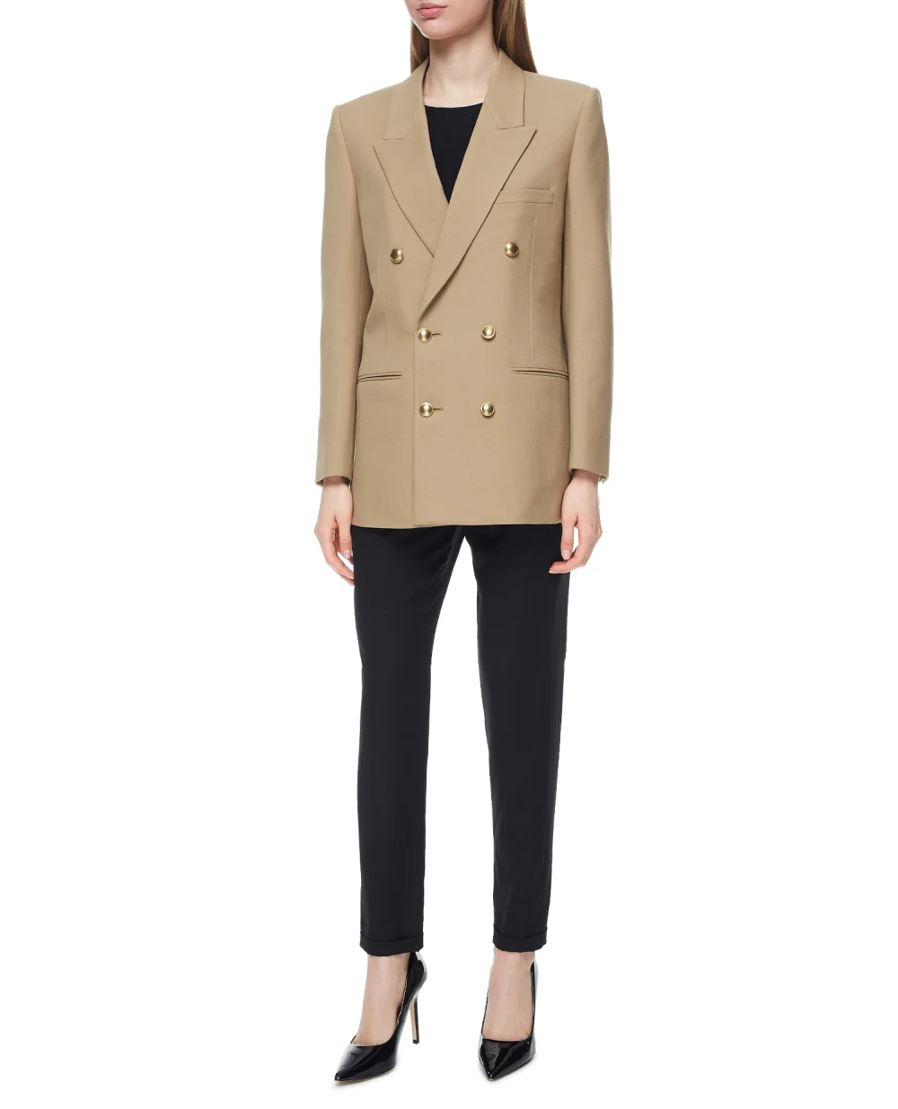 Шерстяной жакет Saint Laurent 648754-Y7B73, бежевый цвет • Купить в интернет-магазине Kameron