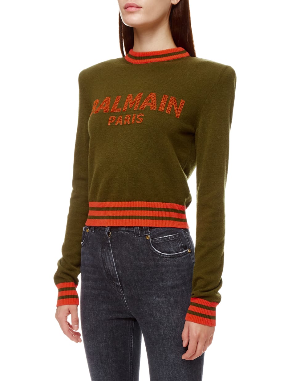 Шерстяной джемпер Balmain WF0KA000K225, зеленый цвет • Купить в интернет-магазине Kameron