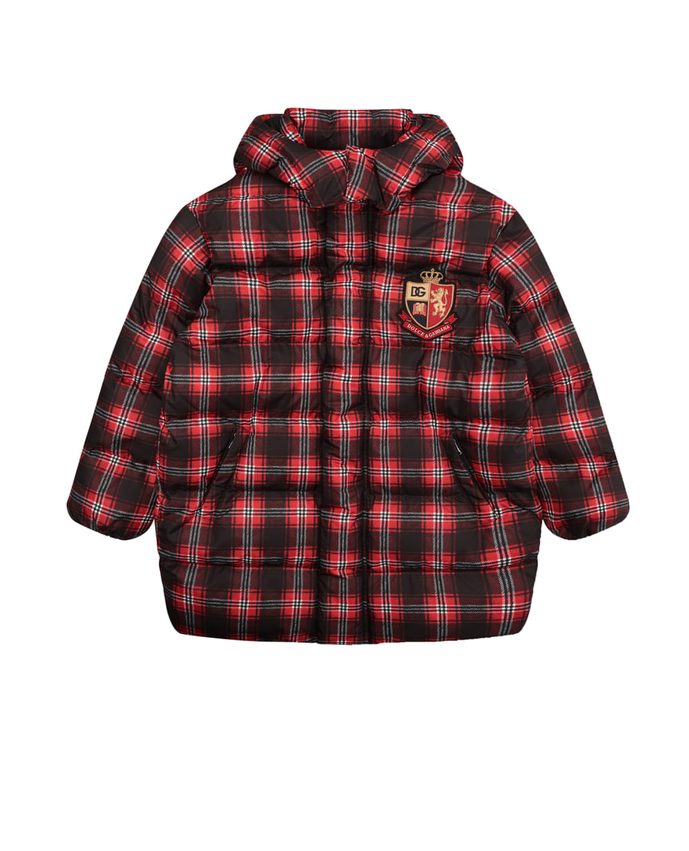 Детская куртка в клетку Dolce&Gabbana Kids L4JB2R-G7E0X-B, красный цвет • Купить в интернет-магазине Kameron