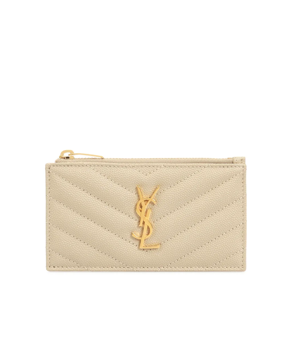 Кожаная визитница Saint Laurent 607915-BOW01, бежевый цвет • Купить в интернет-магазине Kameron