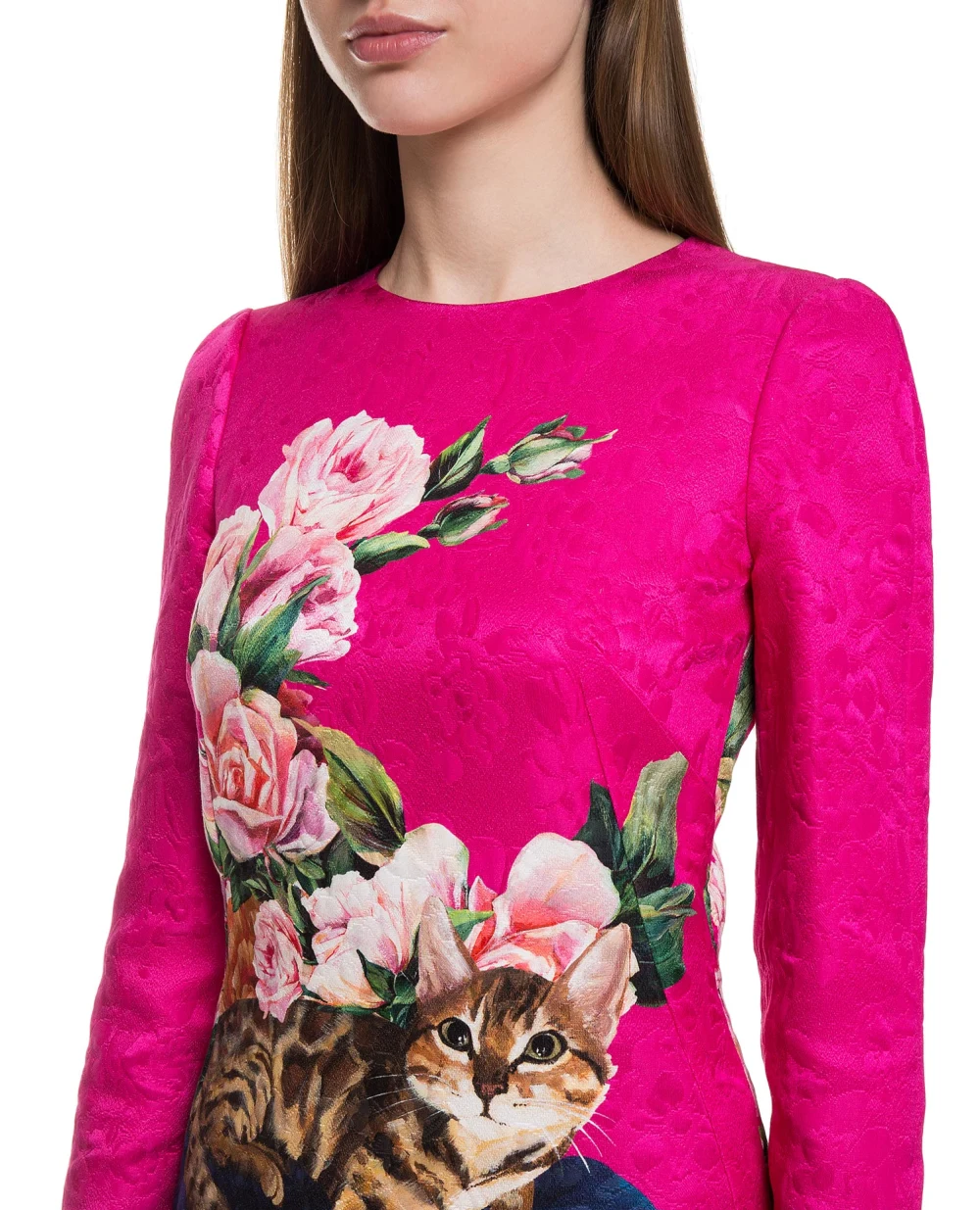 Жаккардовое платье Dolce&Gabbana F66A8Z-HPMMG, фуксия цвет • Купить в интернет-магазине Kameron