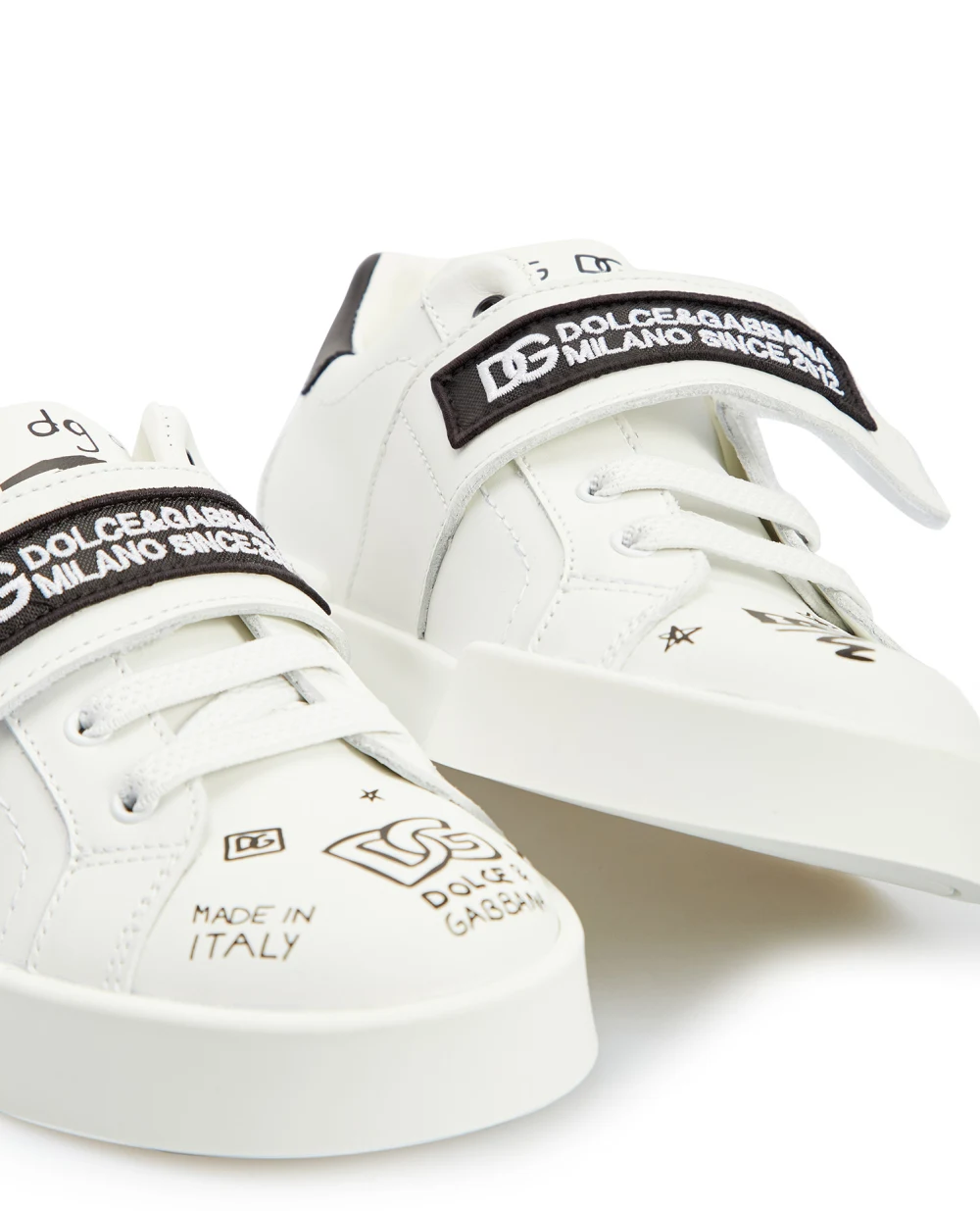 Кожаные сникеры Dolce&Gabbana Kids DA5056-A1193-M, белый цвет • Купить в интернет-магазине Kameron