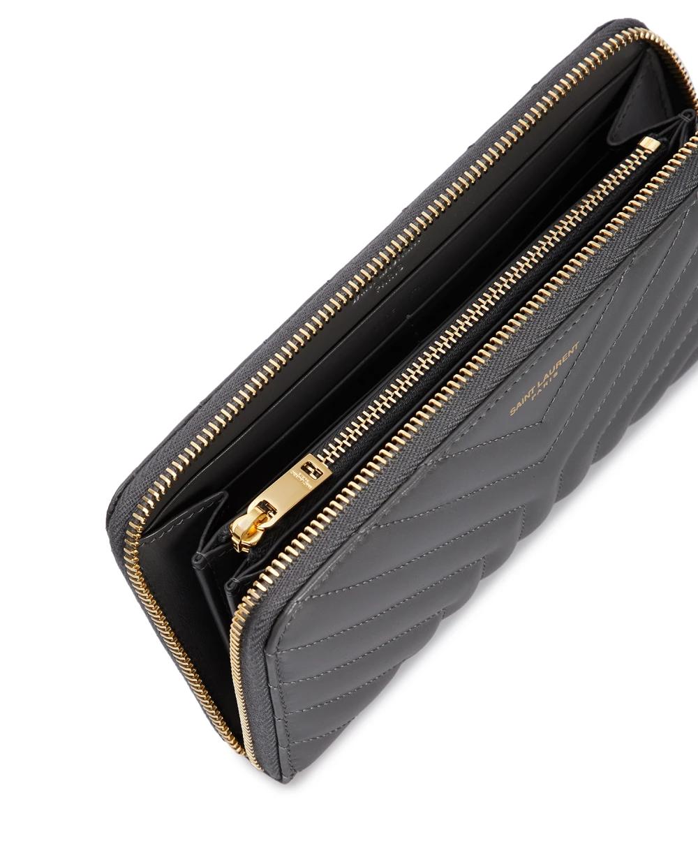 Кожаный кошелек Joan Saint Laurent 650982-DV701, серый цвет • Купить в интернет-магазине Kameron
