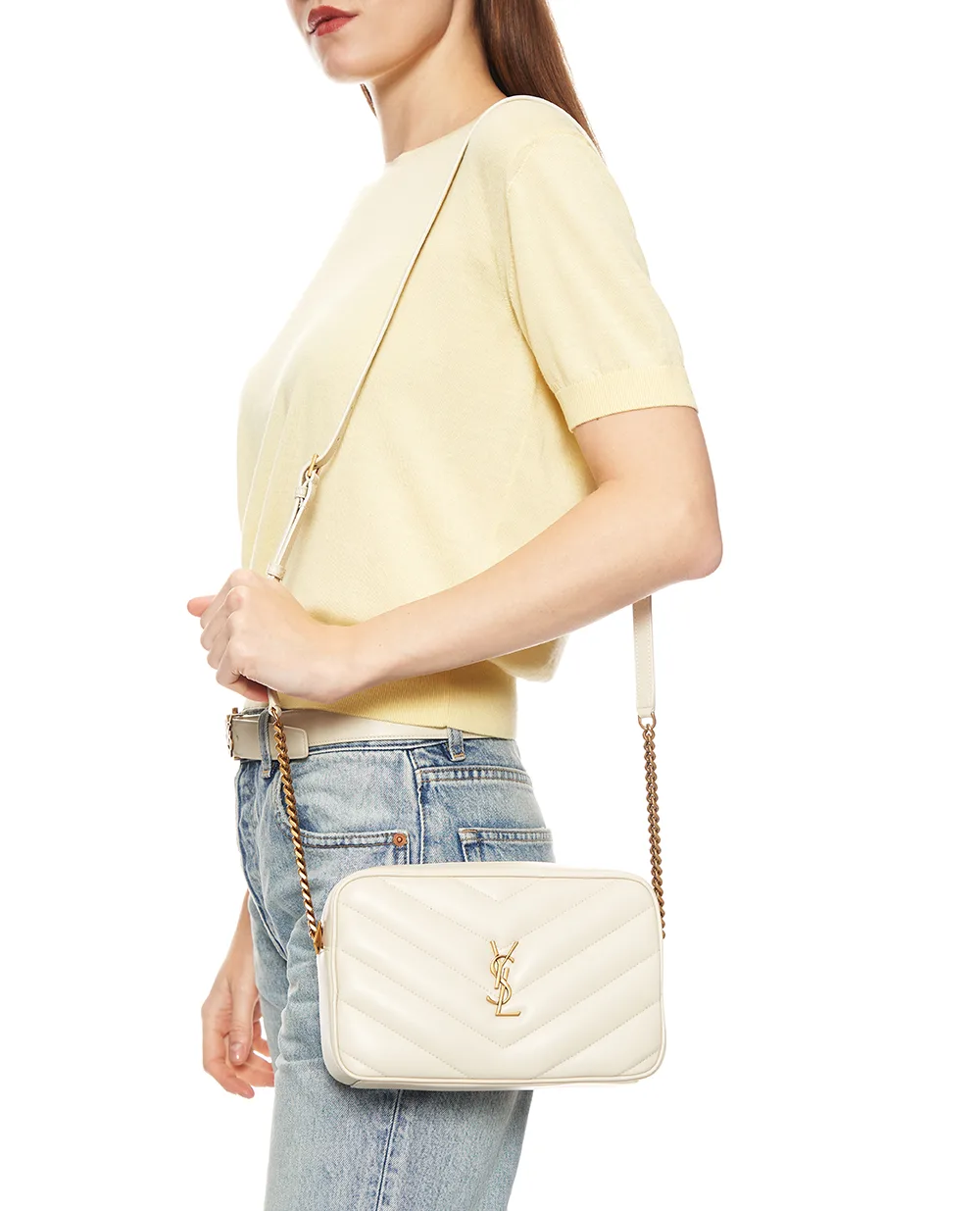 Сумка LOULOU из овечьей кожи Saint Laurent 869468-AAEAX, белый цвет • Купить в интернет-магазине Kameron