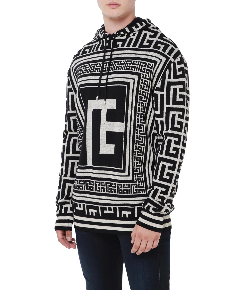 Шерстяное худи Balmain BH1JR072KE82, черный цвет • Купить в интернет-магазине Kameron