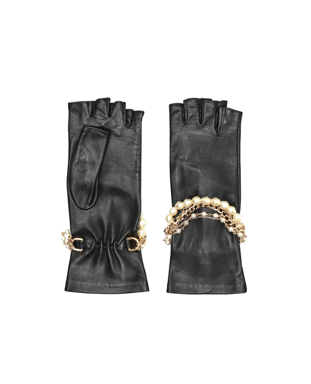 Кожаные митенки Dolce&Gabbana BF0182-AQ215, черный цвет • Купить в интернет-магазине Kameron