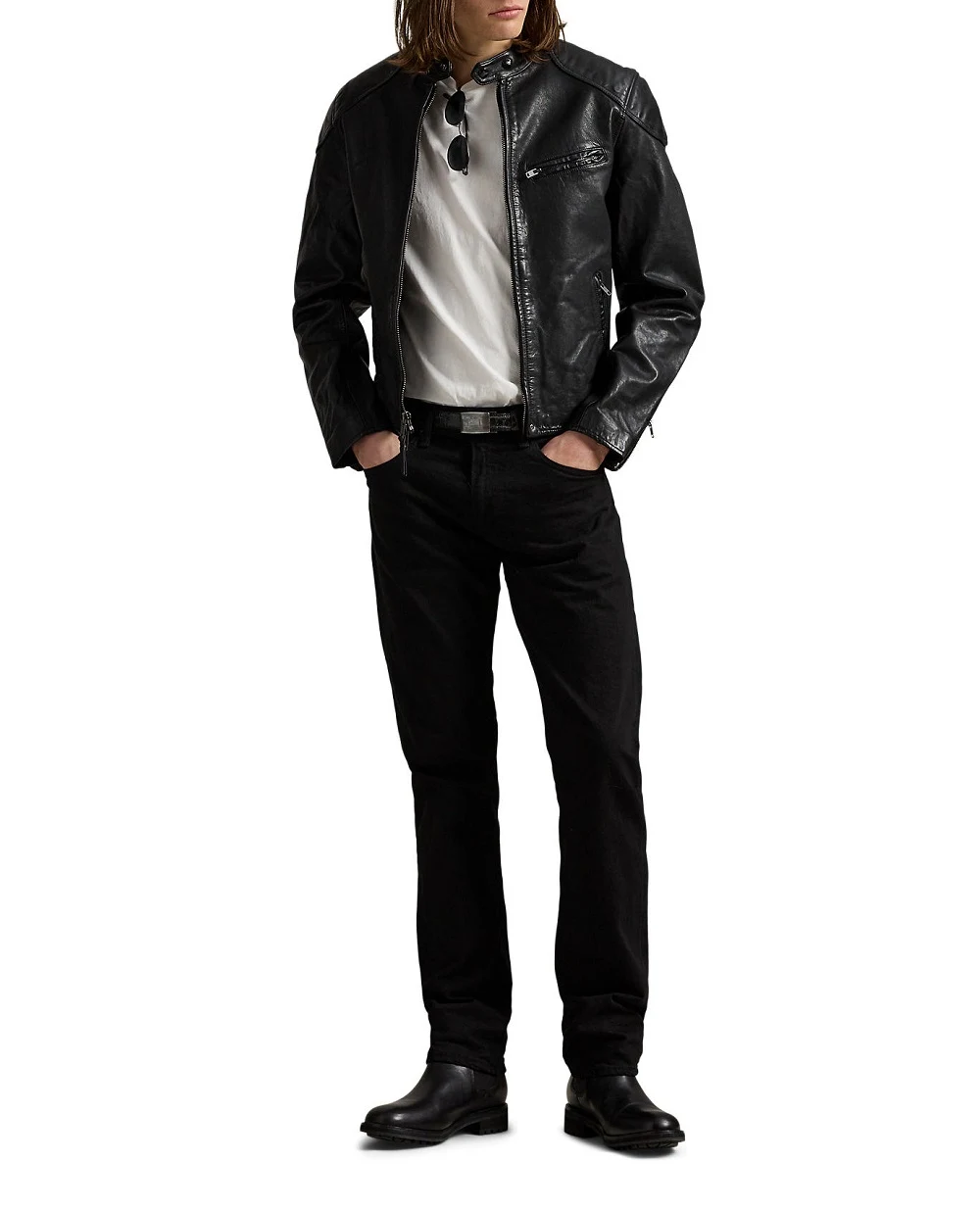 Куртка CAFÉ RACER из кожи Polo Ralph Lauren 710970573001, черный цвет • Купить в интернет-магазине Kameron