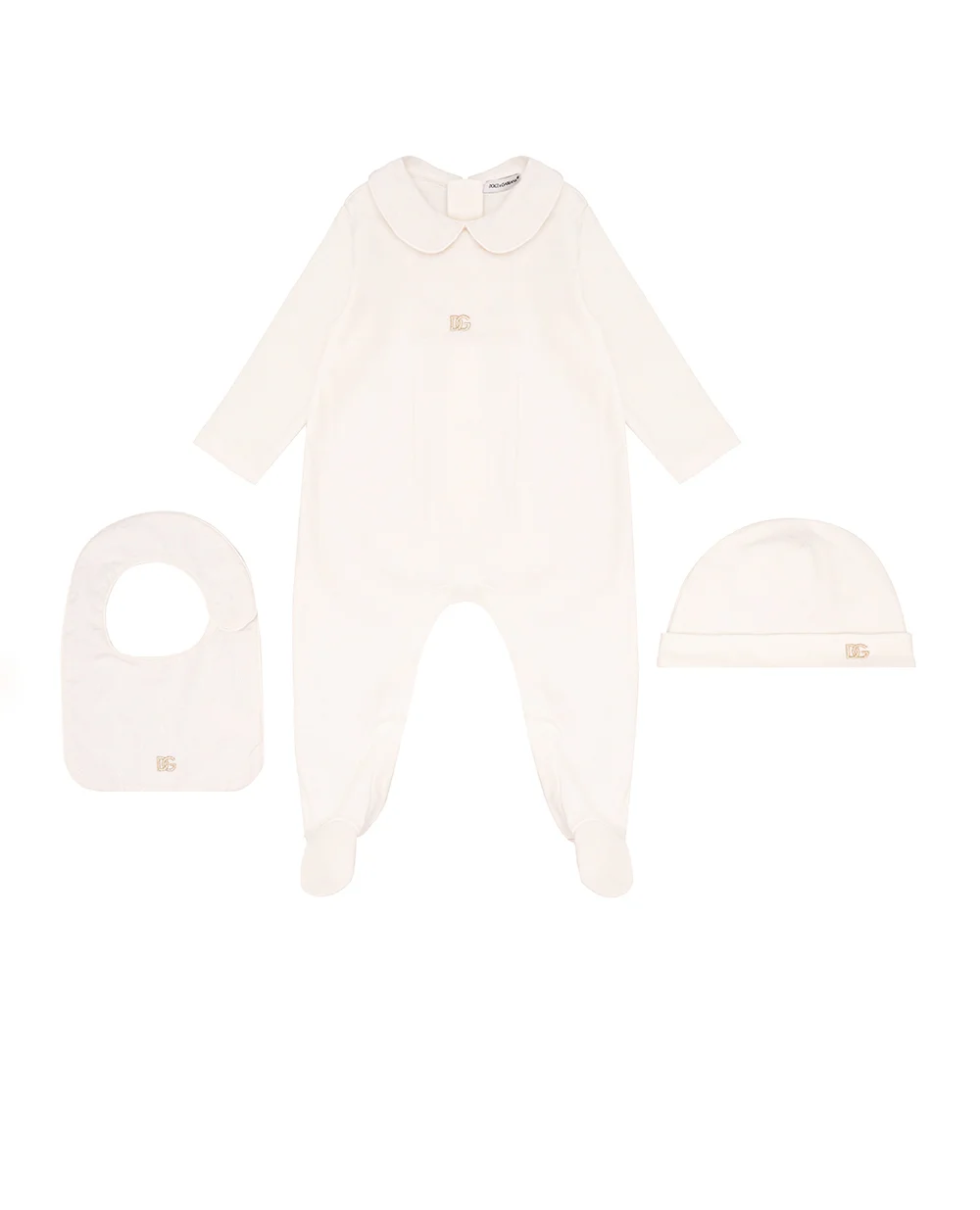 Детский подарочный набор (человечек, шапка,  слюнявчик) Dolce&Gabbana Kids L1JO8D-G7N3J, молочный цвет • Купить в интернет-магазине Kameron