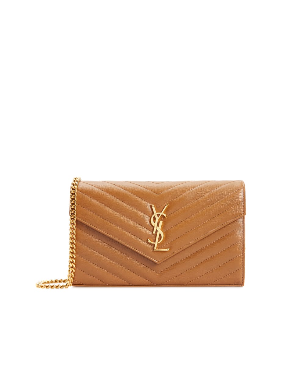 Кожаная сумка Cassandre Chain Wallet Saint Laurent 377828-BOW01-, коричневый цвет • Купить в интернет-магазине Kameron