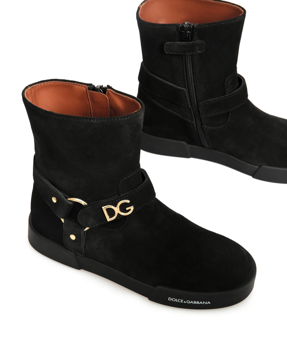 Замшевые сапоги Dolce&Gabbana Kids D10990-AW997-S, черный цвет • Купить в интернет-магазине Kameron