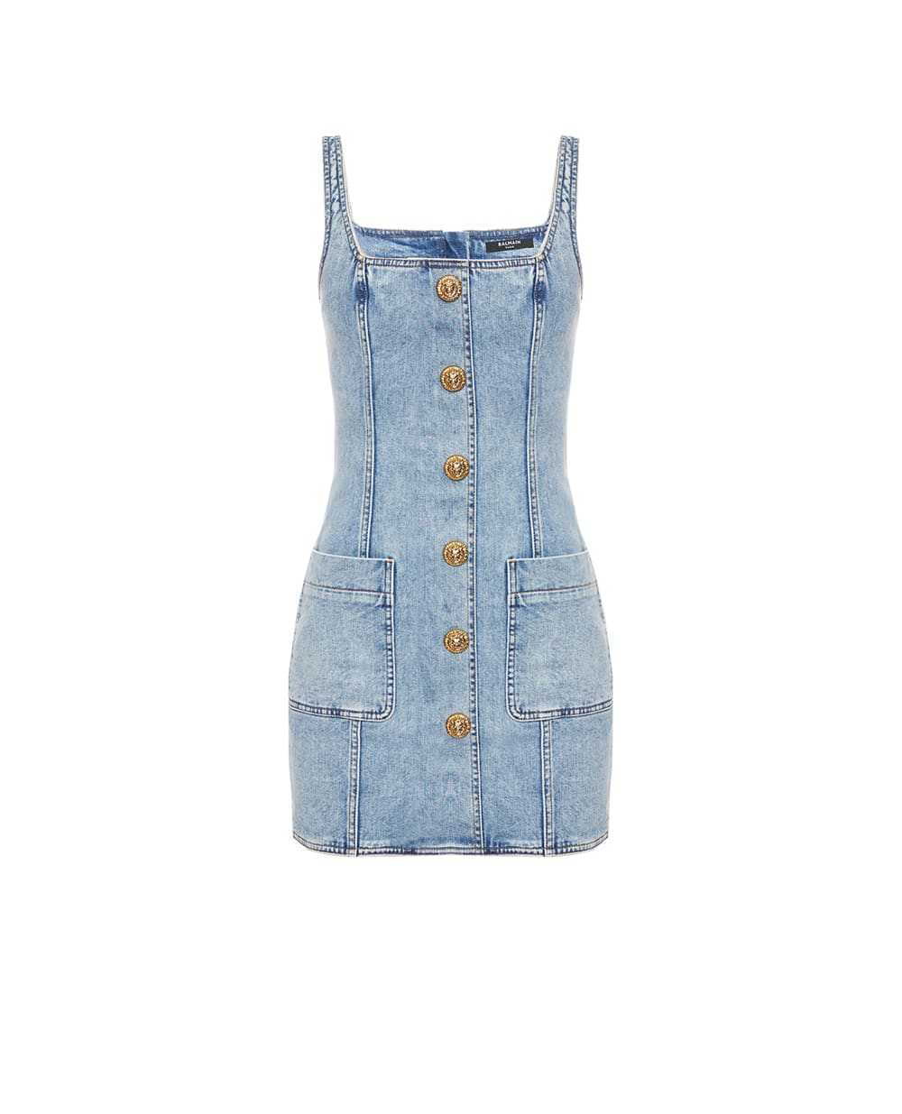 Платье мини джинсовое Balmain GF1R2531DG11, голубой цвет • Купить в интернет-магазине Kameron