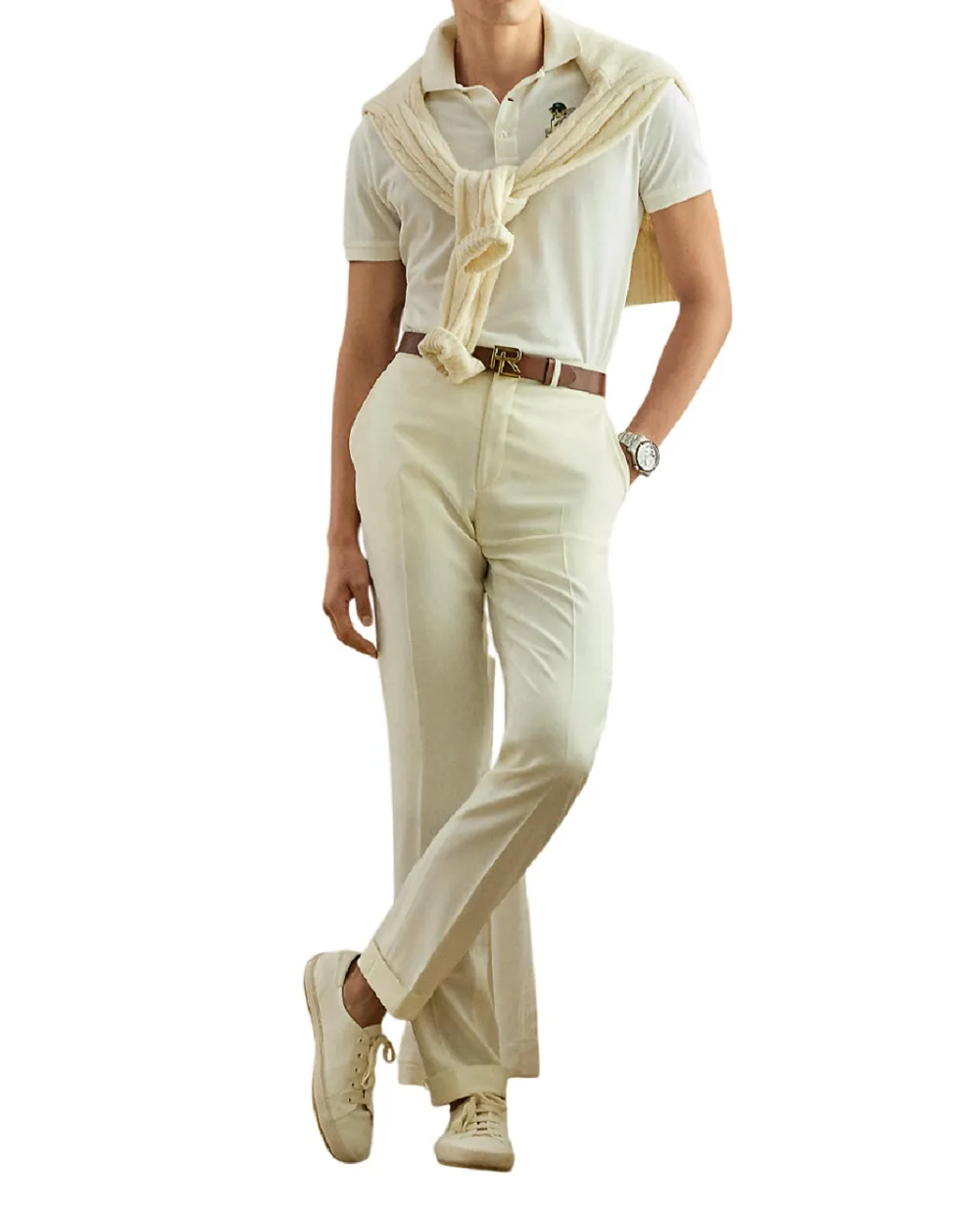Поло с вышивкой Ralph Lauren Purple Label 790961156001, белый цвет • Купить в интернет-магазине Kameron
