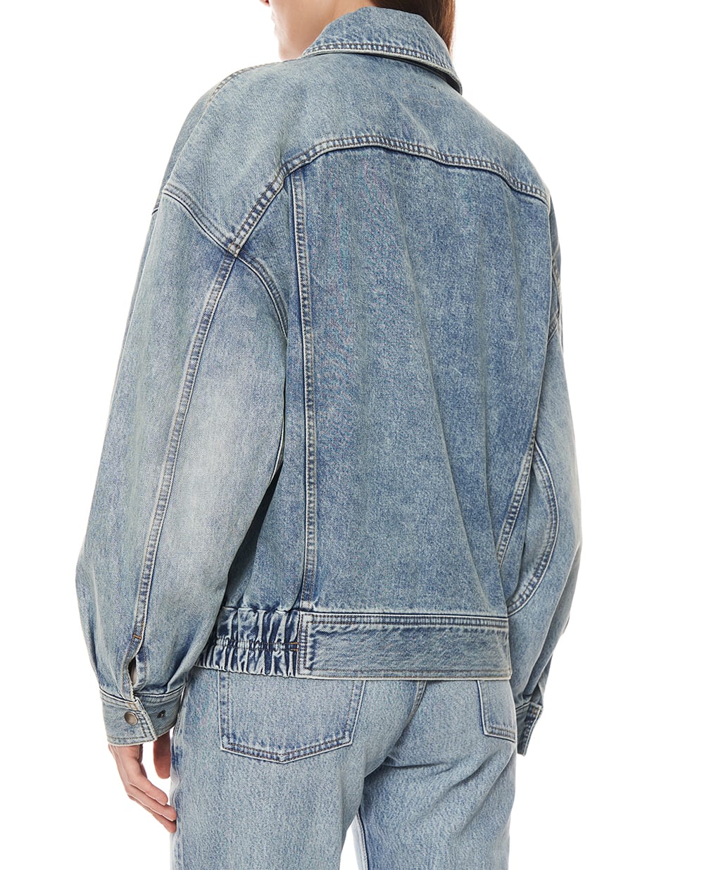 Джинсовая куртка с эффектом потертости Saint Laurent 861642-Y35AQ, светло-синий цвет • Купить в интернет-магазине Kameron