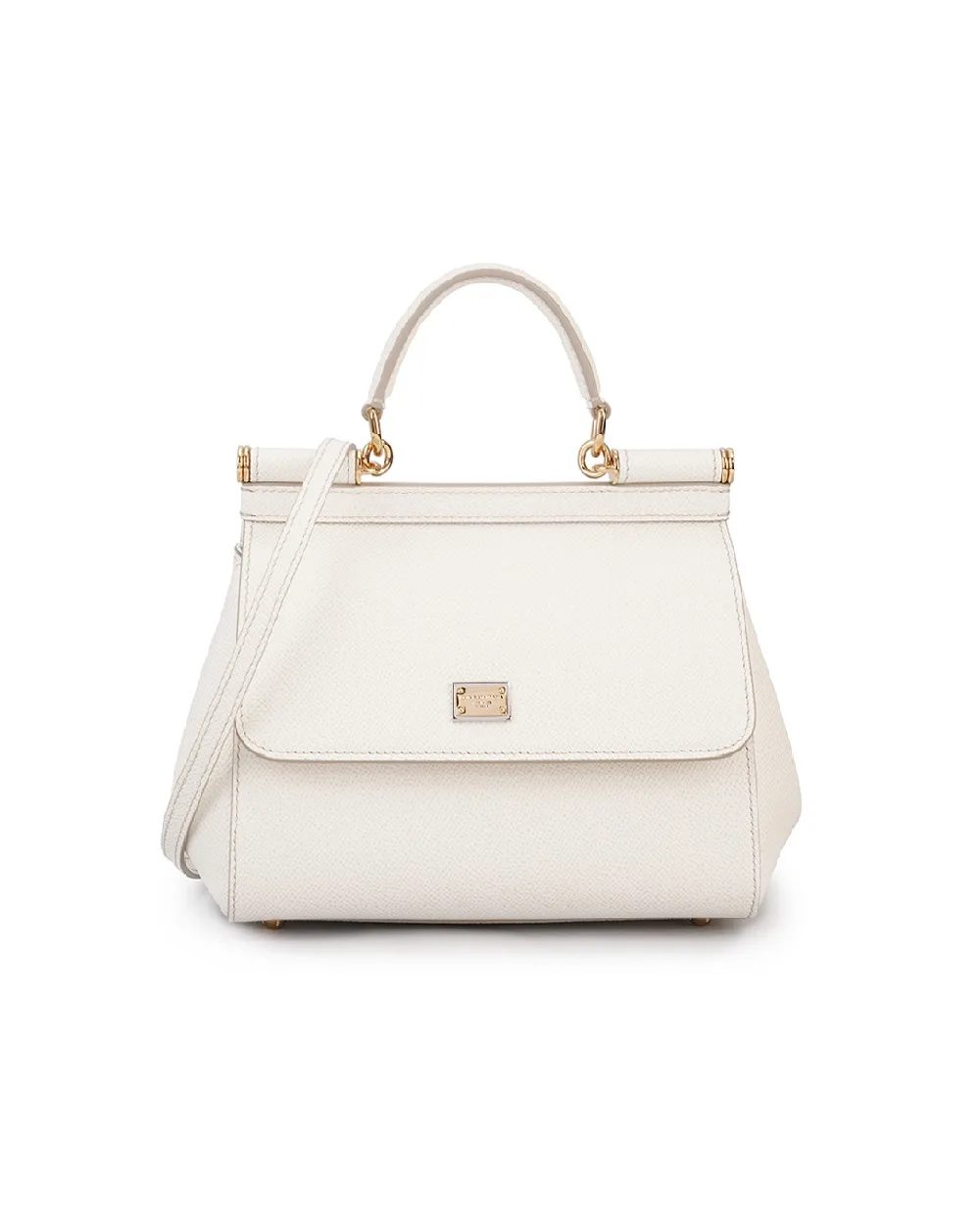 Кожаная сумка Sicily Medium Dolce&Gabbana BB6003-B1001, белый цвет • Купить в интернет-магазине Kameron