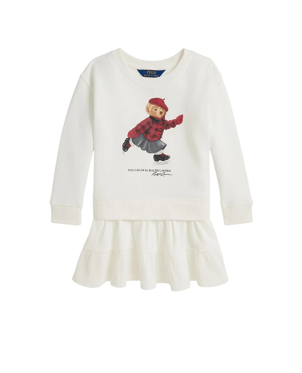 Детское платье флисовое Polo Bear Polo Ralph Lauren Kids 312981086001, кремовый цвет • Купить в интернет-магазине Kameron