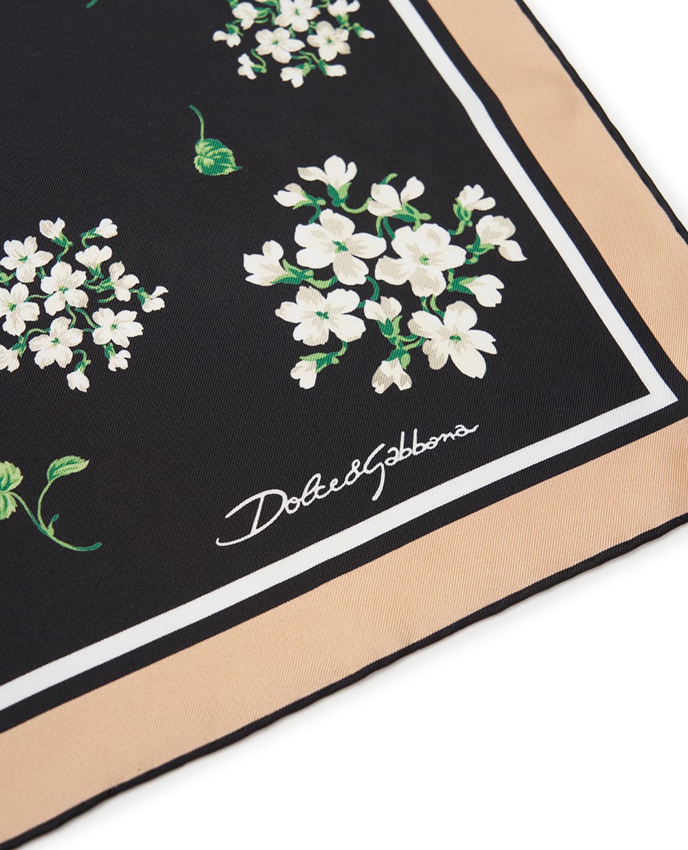 Платок с цветочным принтом из шёлка Dolce&Gabbana FN092R-GDDUM, черный цвет • Купить в интернет-магазине Kameron