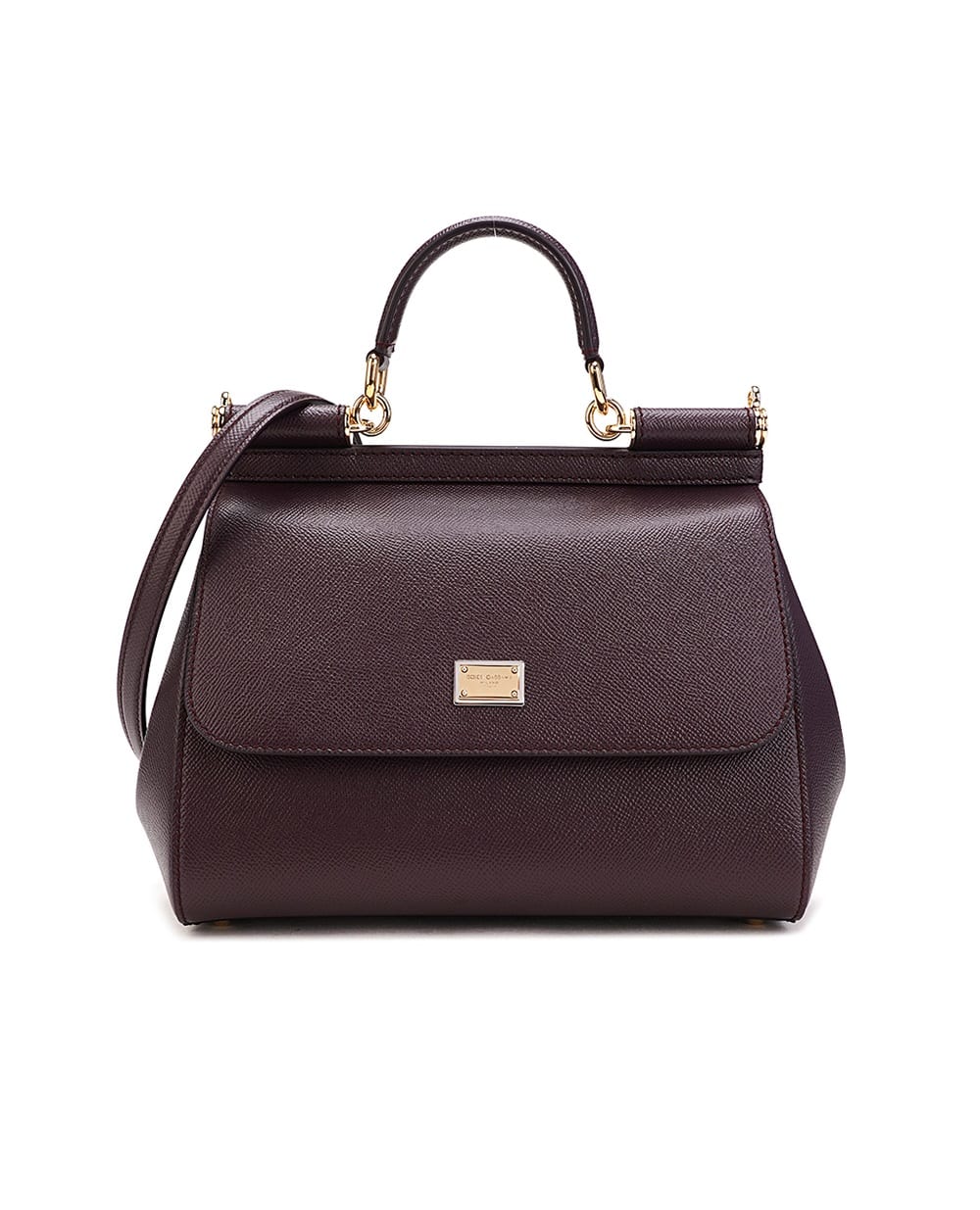 Кожаная сумка Sicily Large Dolce&Gabbana BB6002-A1001, бордовый цвет • Купить в интернет-магазине Kameron
