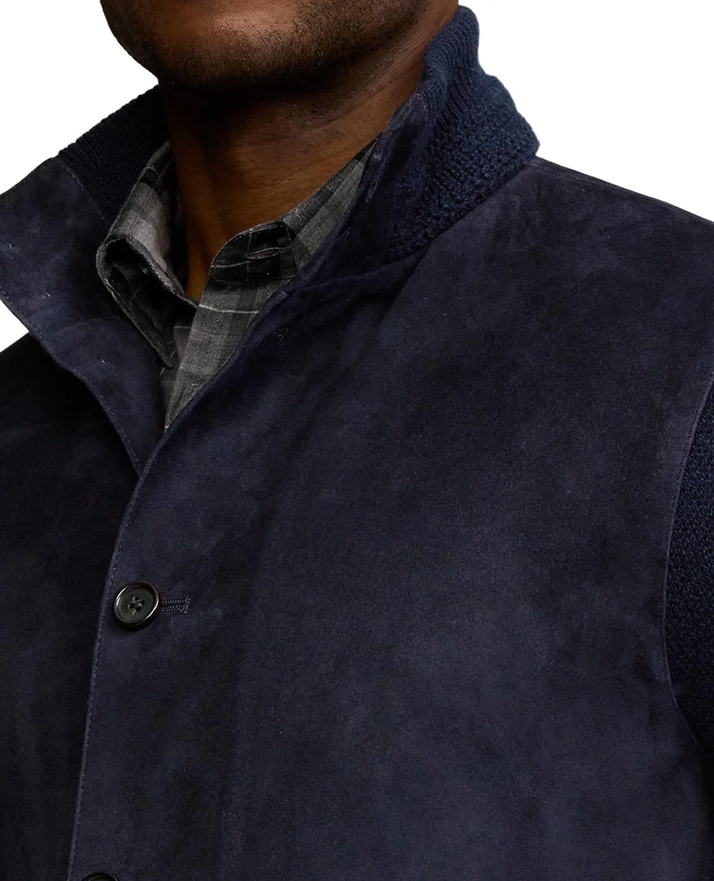 Куртка из замши и кашемира Ralph Lauren Purple Label 790758192002, темно-синий цвет • Купить в интернет-магазине Kameron