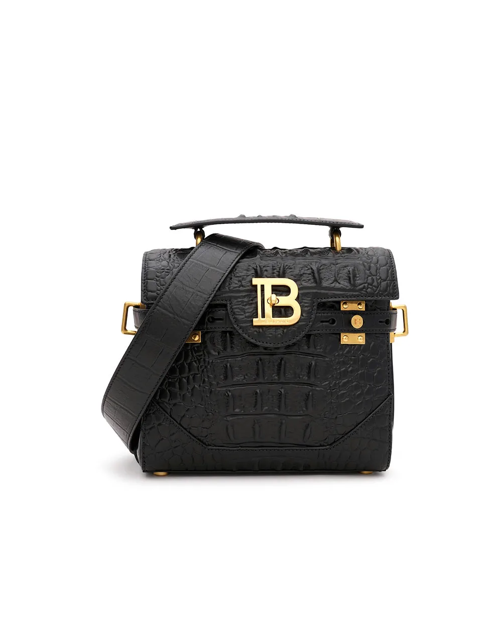 Сумка B Buzz под кожу крокодила Balmain FN0DB526LOBC, черный цвет • Купить в интернет-магазине Kameron