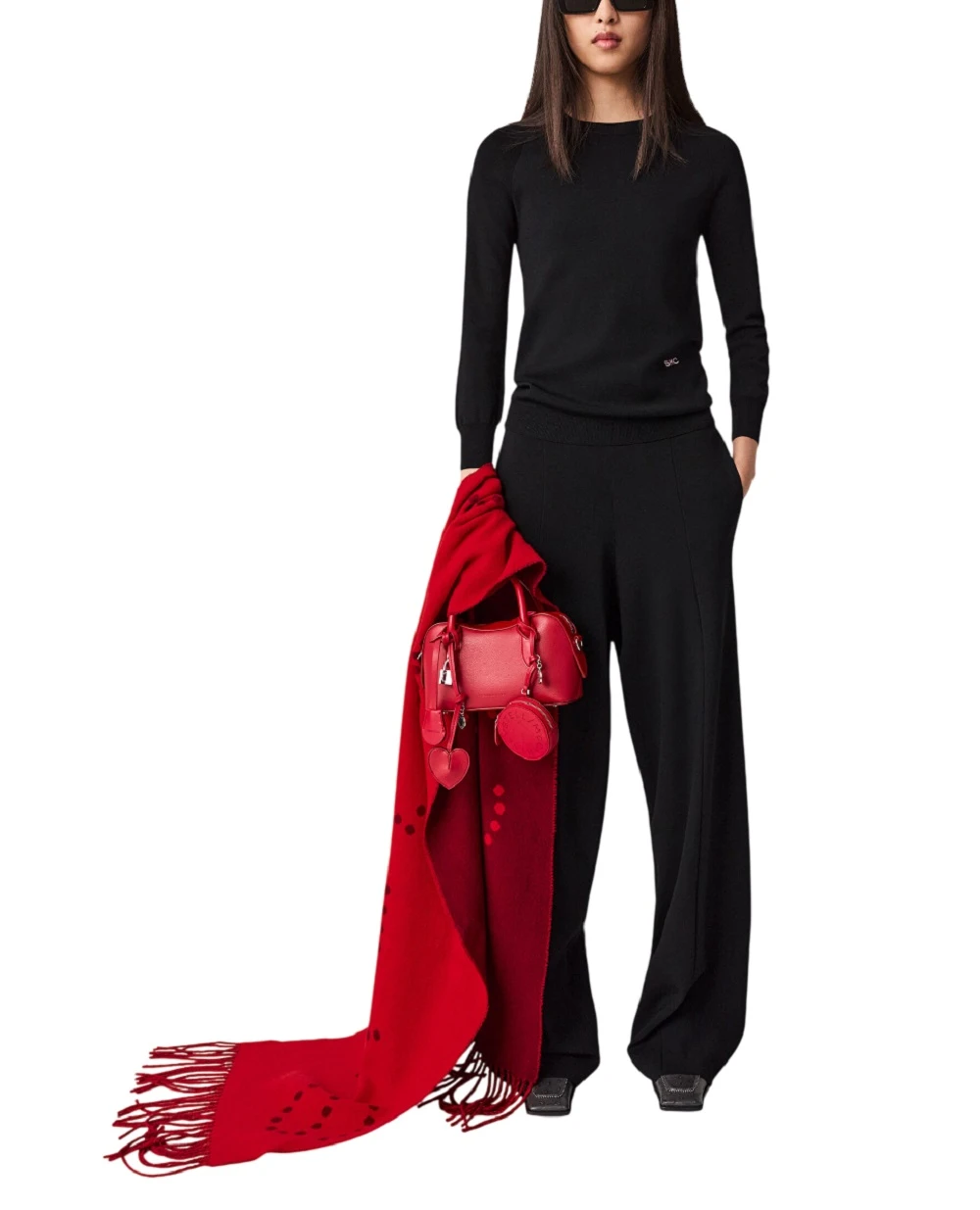 Брюки трикотажные прямого кроя Stella McCartney 6K11603S2462, черный цвет • Купить в интернет-магазине Kameron