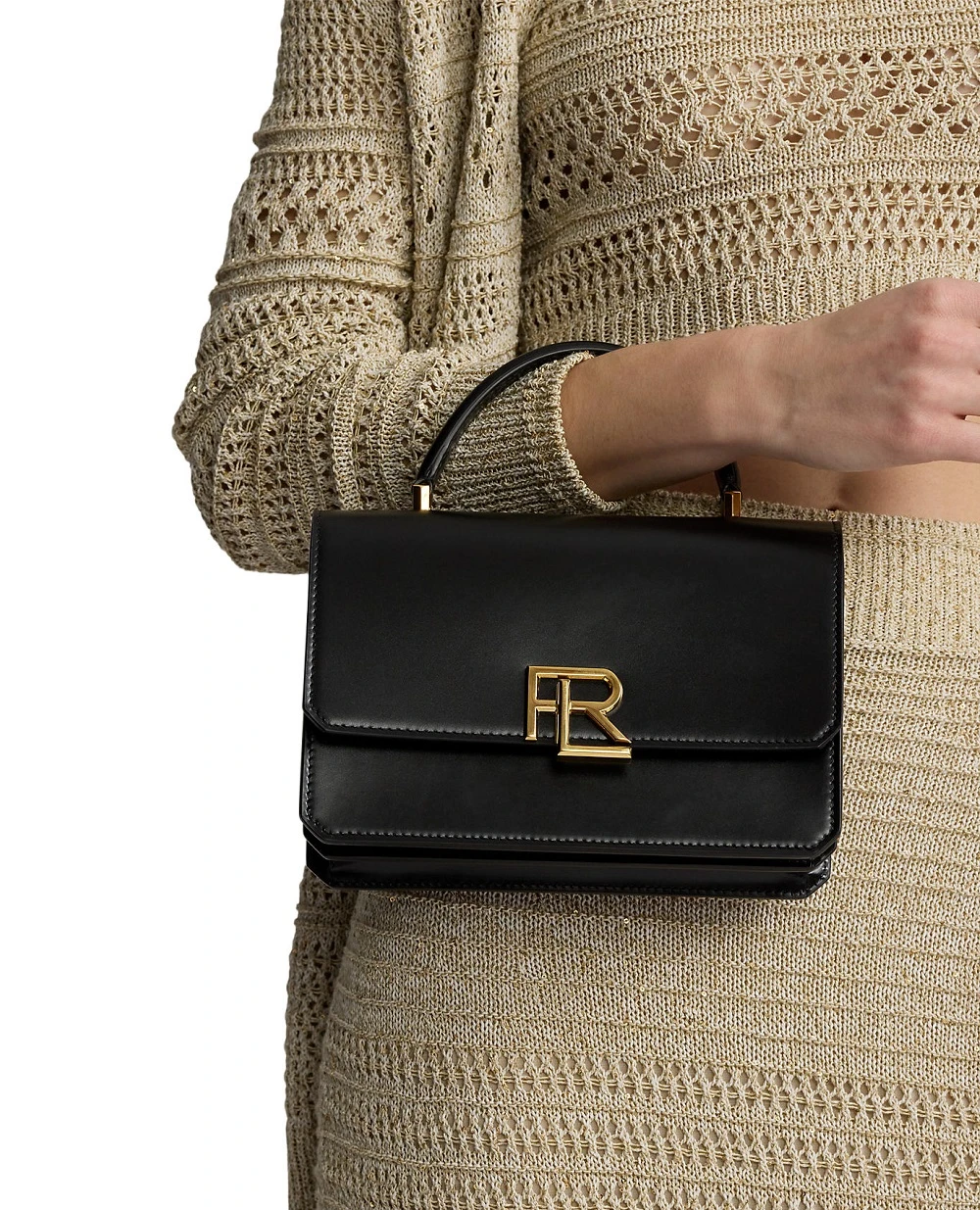 Сумка-кроссбоди из кожи Ralph Lauren Collection 435930958007, черный цвет • Купить в интернет-магазине Kameron