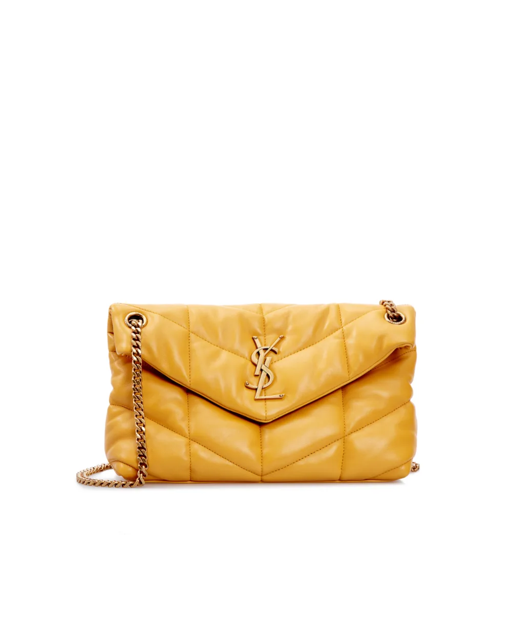Кожаная сумка Loulou Puffer Small Saint Laurent 577476-1EL07-, желтый цвет • Купить в интернет-магазине Kameron