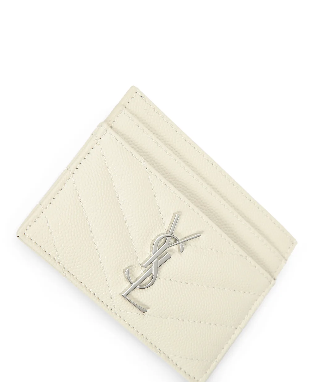 Кожаная визитница Saint Laurent 423291-BOW02, белый цвет • Купить в интернет-магазине Kameron