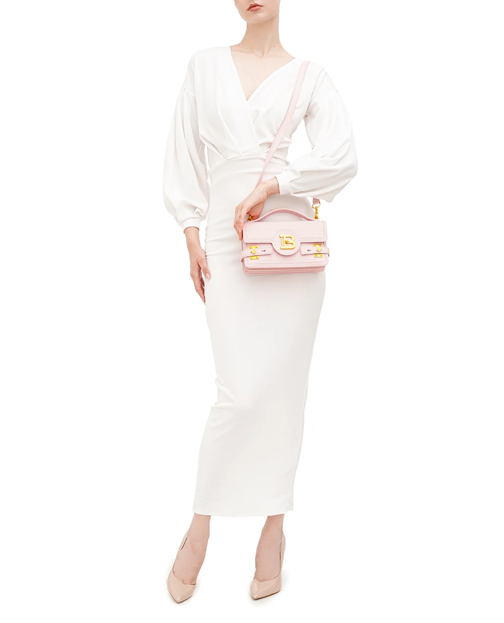 Шкіряна сумка B-Buzz Shoulder 24 Balmain DN1DA829LPSE, рожевий колір • Купити в інтернет-магазині Kameron