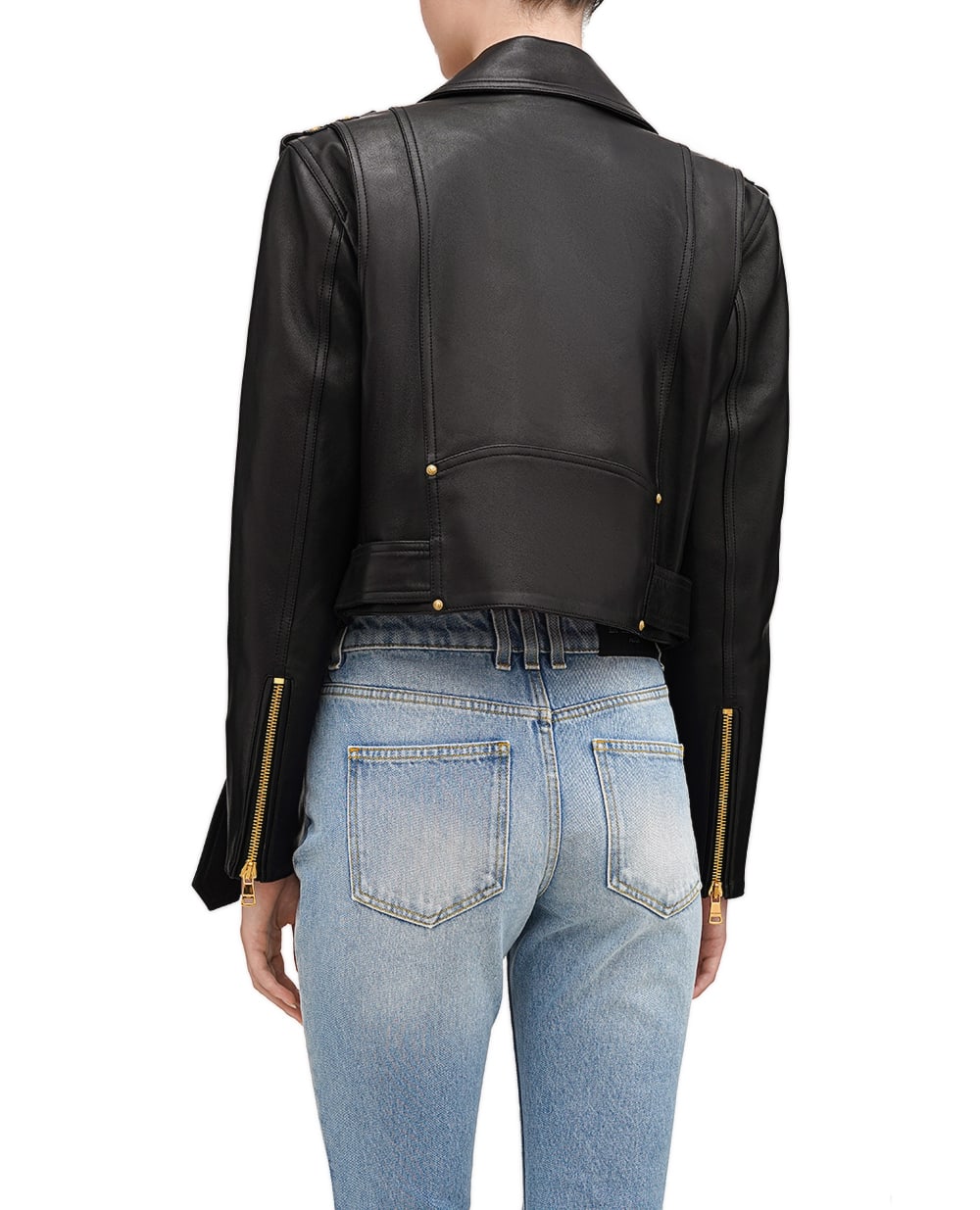 Шкіряна косуха Balmain DF1TD205LC62, чорний колір • Купити в інтернет-магазині Kameron
