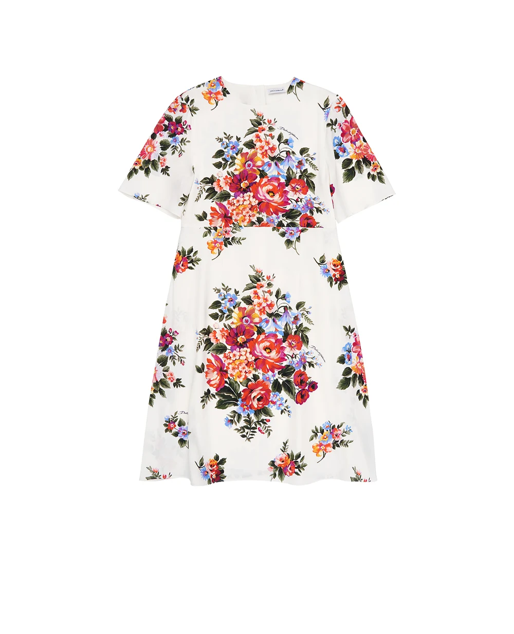 Дитяча сукня з квітковим принтом Dolce&Gabbana Kids L53DF0-FSA8P-B, білий колір • Купити в інтернет-магазині Kameron