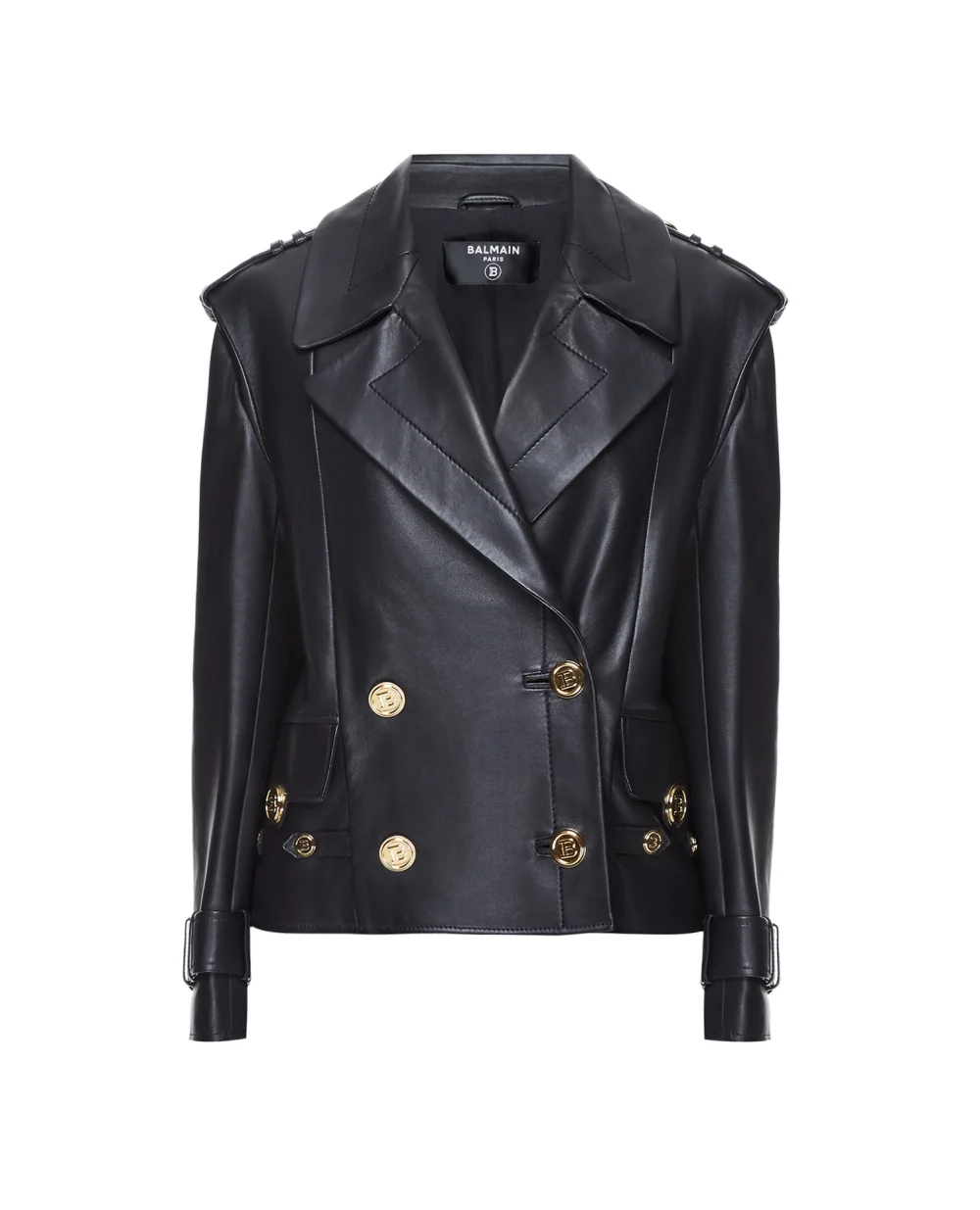 Кожаная куртка Balmain VF19495L062, черный цвет • Купить в интернет-магазине Kameron