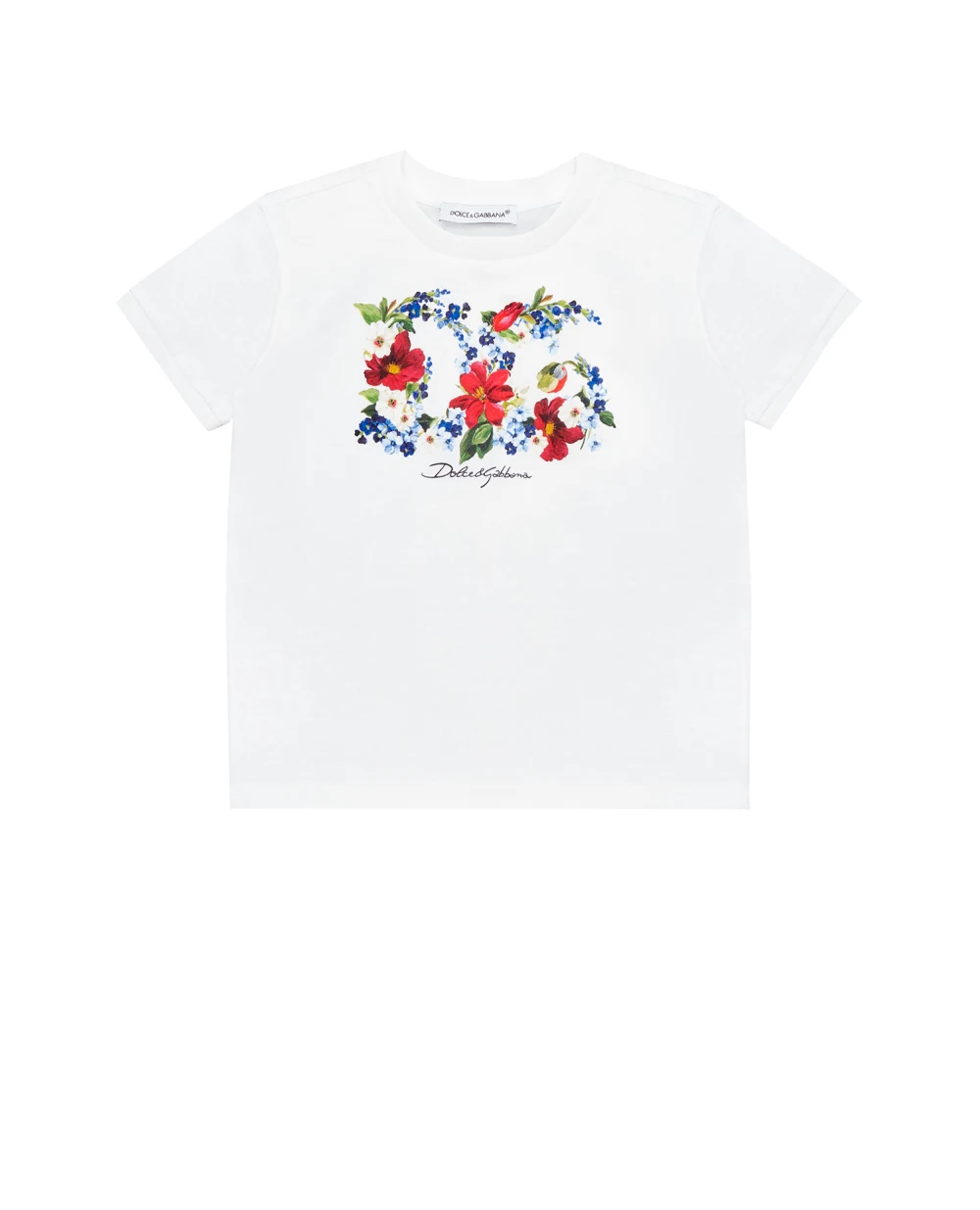 Детская футболка Dolce&Gabbana Kids L2JTHZ-G7CF9, белый цвет • Купить в интернет-магазине Kameron
