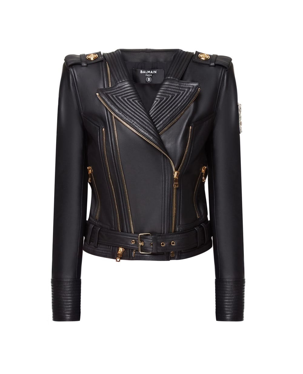 Кожаная косуха Balmain VF18253L062, черный цвет • Купить в интернет-магазине Kameron