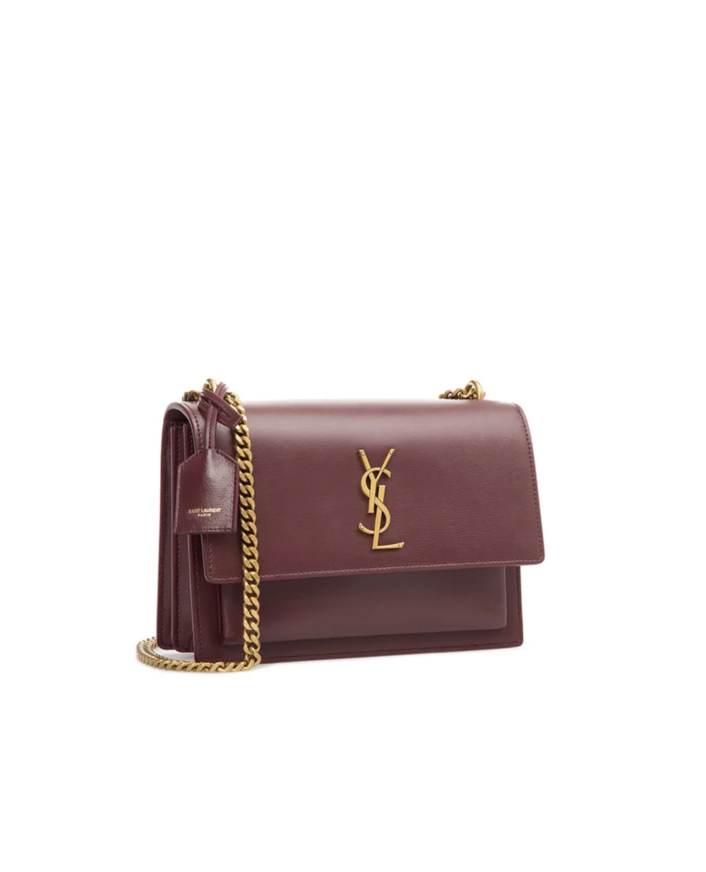 Кожаная сумка Sunset Medium Saint Laurent 442906-D420W, бордовый цвет • Купить в интернет-магазине Kameron