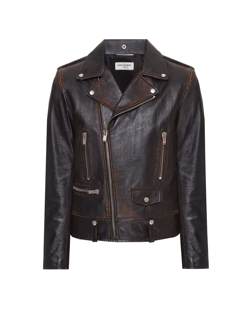 Кожаная косуха Saint Laurent 484284-Y5RD2, черный цвет • Купить в интернет-магазине Kameron