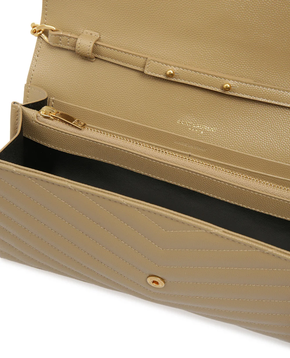 Кожаная сумка Cassandre Chain Wallet Saint Laurent 377828-BOW01-, бежевый цвет • Купить в интернет-магазине Kameron