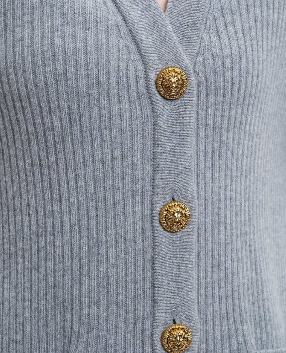 Кардиган из кашемира и шерсти Balmain FF0KO003KJ17, серый цвет • Купить в интернет-магазине Kameron