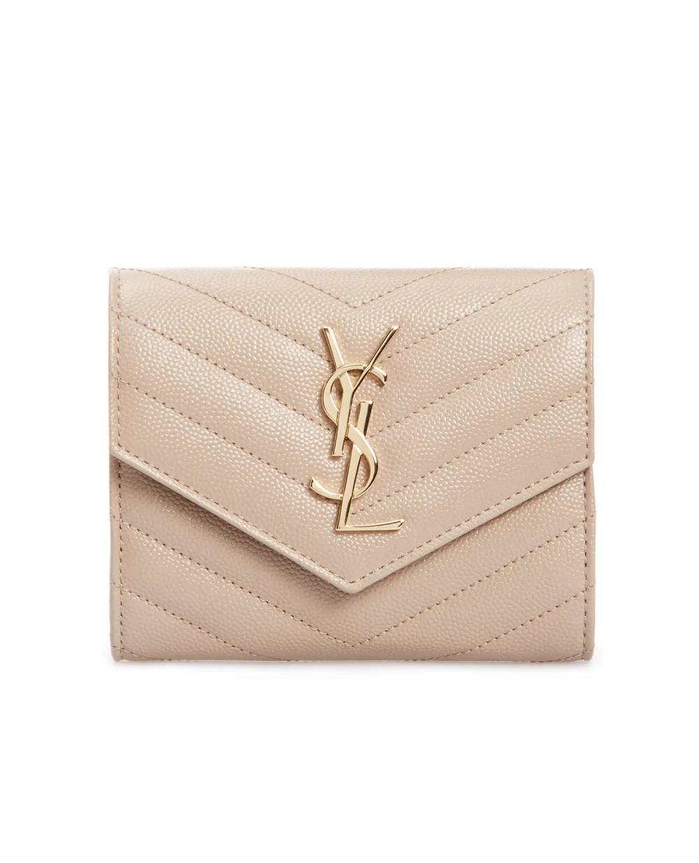 Кожаный кошелек Saint Laurent 403943-BOW01-, бежевый цвет • Купить в интернет-магазине Kameron