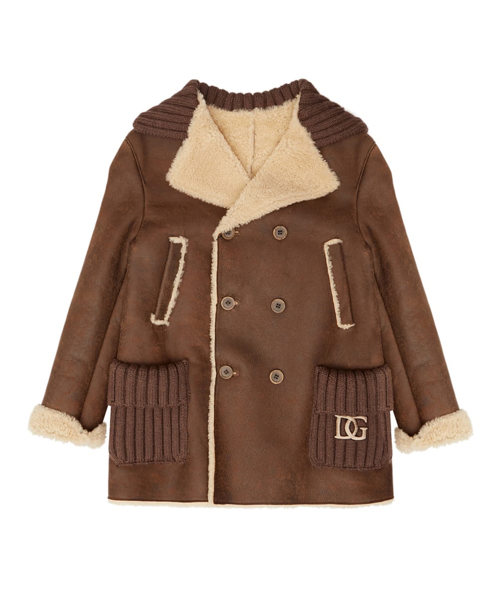 Дубленка Dolce&Gabbana Kids L41C95-FUP4G-S, коричневый цвет • Купить в интернет-магазине Kameron