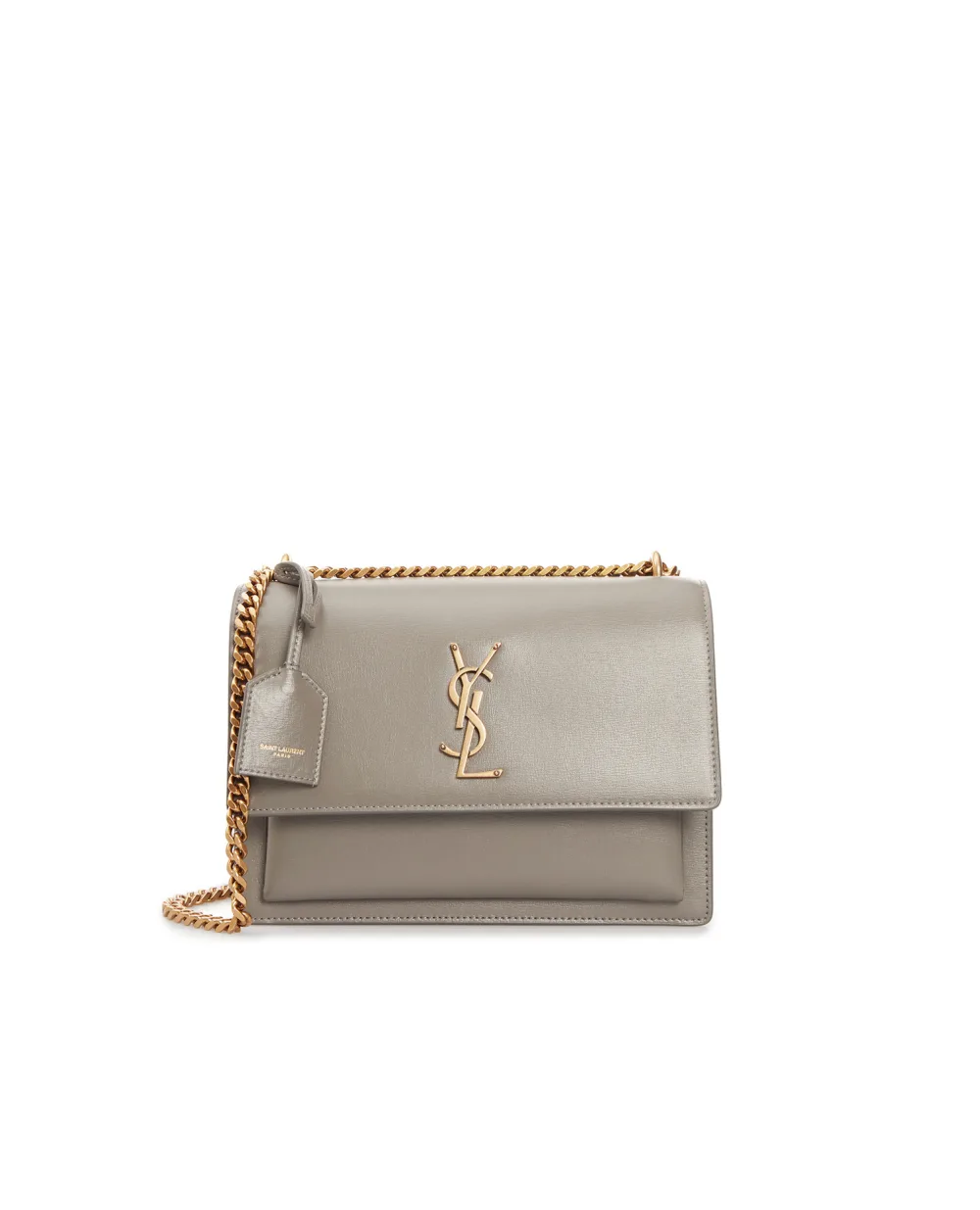 Кожаная сумка Sunset Medium Saint Laurent 442906-D420W, серый цвет • Купить в интернет-магазине Kameron