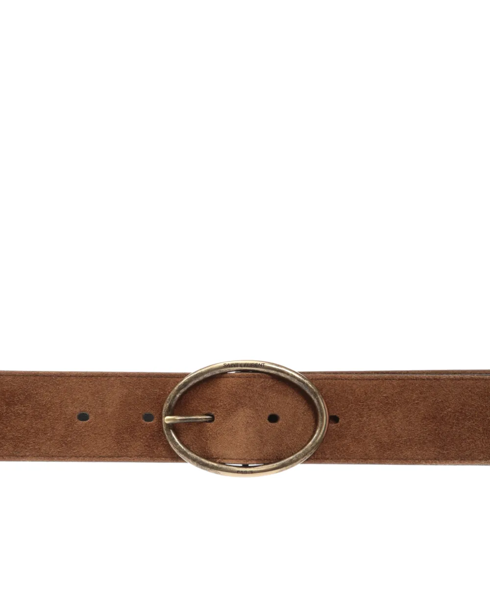 Замшевый ремень Oval Buckle Saint Laurent 569817-0IS0T, коричневый цвет • Купить в интернет-магазине Kameron