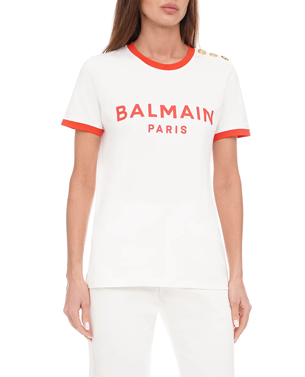 Футболка Balmain CF1EF006BB02, белый цвет • Купить в интернет-магазине Kameron
